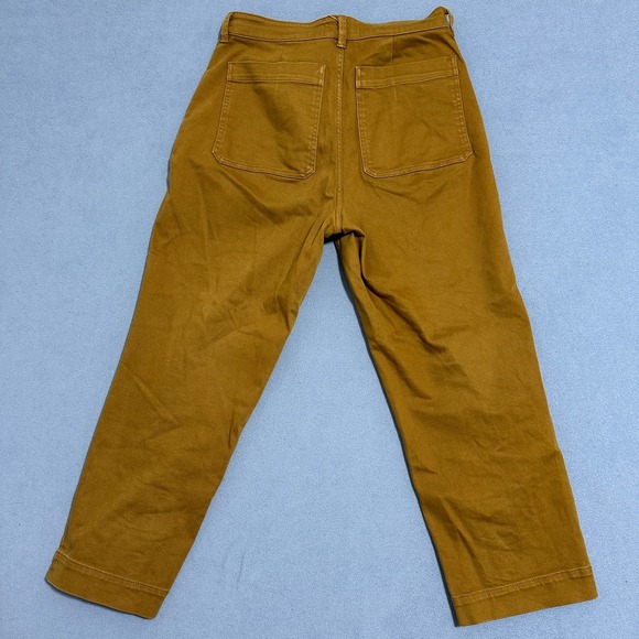 Everlane Cropped Straight Leg Pants Denim Mid-Rise Mustard Brown Womens Size 10 - Picture 2 of 11